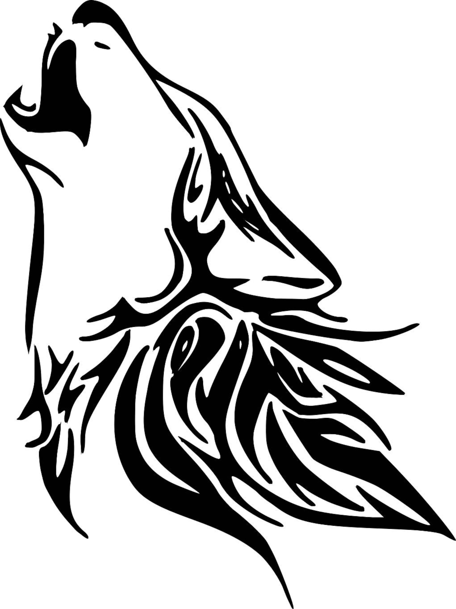 Howling Wolf Decal Wolf Sticker Tribal Decal by Decaltheory Etsy