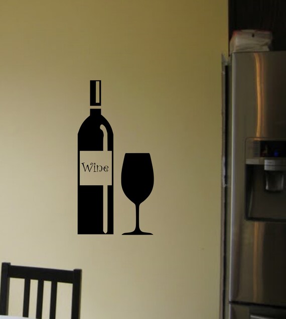 Wine bottle vinyl decal/sticker/wine decal/bottle decal/wall Etsy
