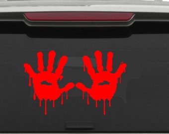 Bloody handprints halloween decal |Halloween sticker | bloody hands decal sticker by DecalTheory on Etsy