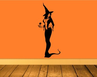 Sexy witch halloween decal sticker | Halloween sticker by DecalTheory on Etsy