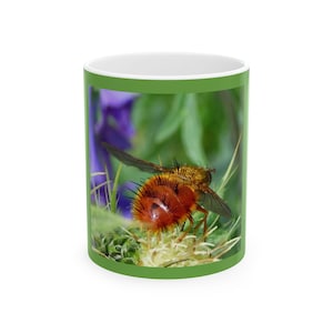 Beautiful bee on a flower white ceramic 11oz coffee mug