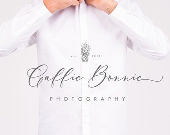Premade Branding Kit, Pineapple logo, Photography logo, Watermark, Calligraphy logo, Logo Design, Stamp, Branding kit, Logo package