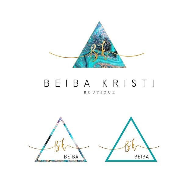 Gold Photography Luxe Faux Triangle Geode Calligraphy Logo Design, Neon Bright Colors Triangle Logo Design, Lashes Logo