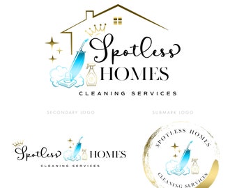 Premade Cleaning logo, Mop Logo, Vacuum cleaner, Bucket Logo, House cleaning logo, Cleaning Service Logo, Cleaning business logo, Housemaid