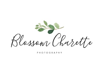 Premade Logo Design, Custom Logo Design, WatercolorFloral Logo, Botanical Logo, Greenery Logo, Photography Logo, Cursive Logo, Shop Logo