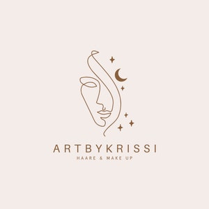 Fairytail spiritual elegant beauty make up moon minimal logo, Whimsical branding logo, watercolor gold logo, photography logo