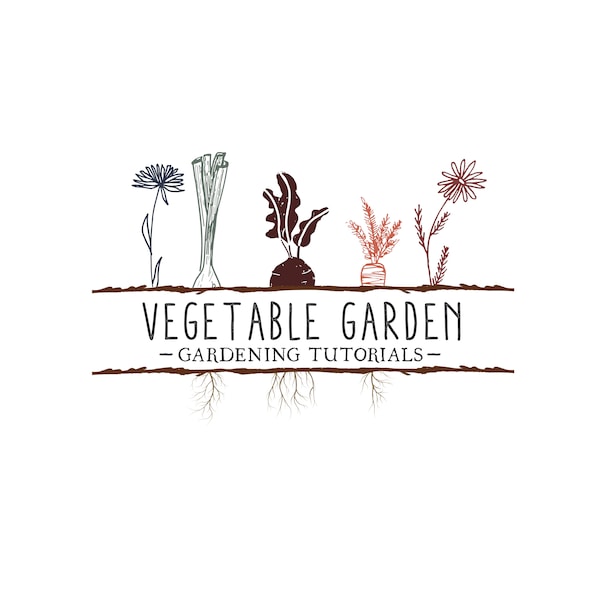 Premade Vegetables Garden Logo / Cooking Logo / Flower Veggies Garden Logo / Veggie Gardening Logo / Vegetable Logo / Green Vegetables Logo