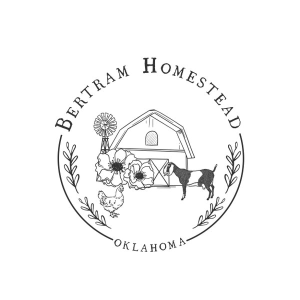 Premade Vintage Photography - Barn Barns Homestock Chicken Goat Candles Candle Logo - Botanical Logo - Rustic leaf leaves Logo - Farm Logo
