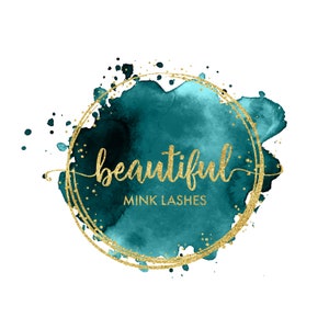Watermark, Splash Brush Elegant Watercolor Calligraphy Flowers Logo, Circle  Emerald Glitter Watercolor Beauty Splash Splatter branding logo