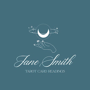 Watermark, Fairytail spiritual , Whimsical Tarot Reader Astrologist logo, Watermark Stars Moon gold logo, Photography logo, Moon flower