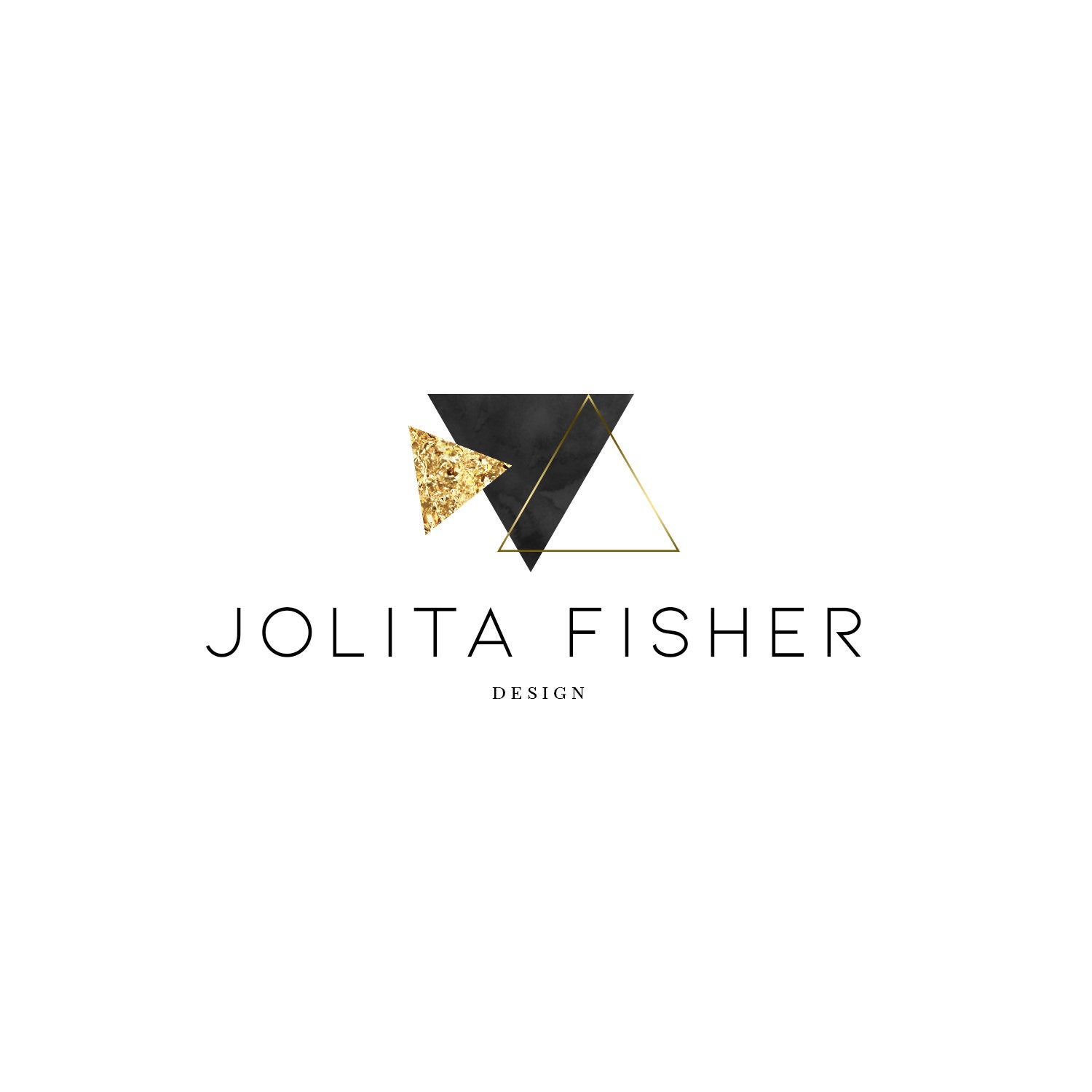 Gold Glitter Modern Silver Triangle Logo Design Minimal 