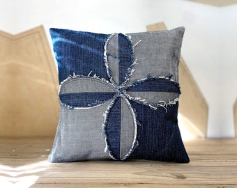 DROP #2 | One Flower cushion in upcycled jeans