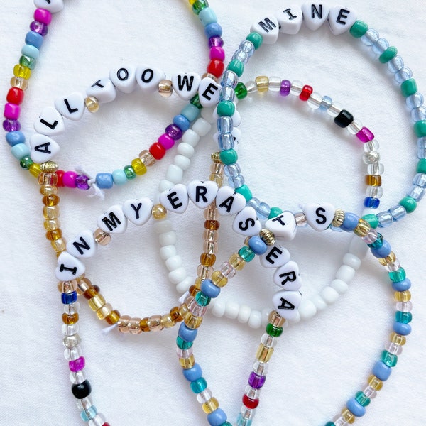 taylor swift friendship bracelets, eras tour friendship bracelets, beaded friendship bracelets, swiftie merch, taylor swift merch
