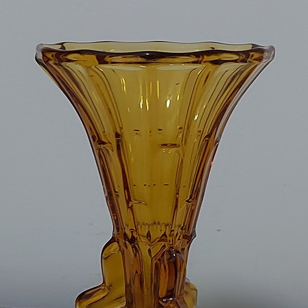 Amber Art Deco Glass Rocket Vase