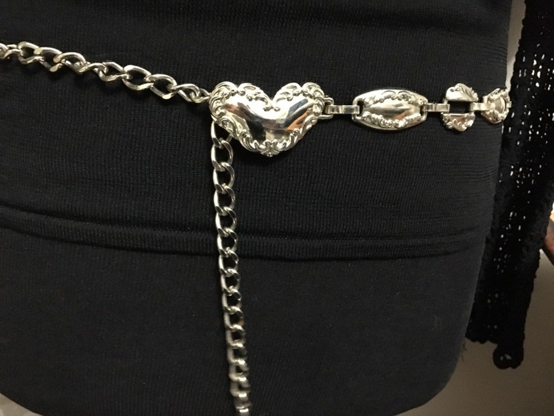 Heart Chain Belt Silver Tone Etsy