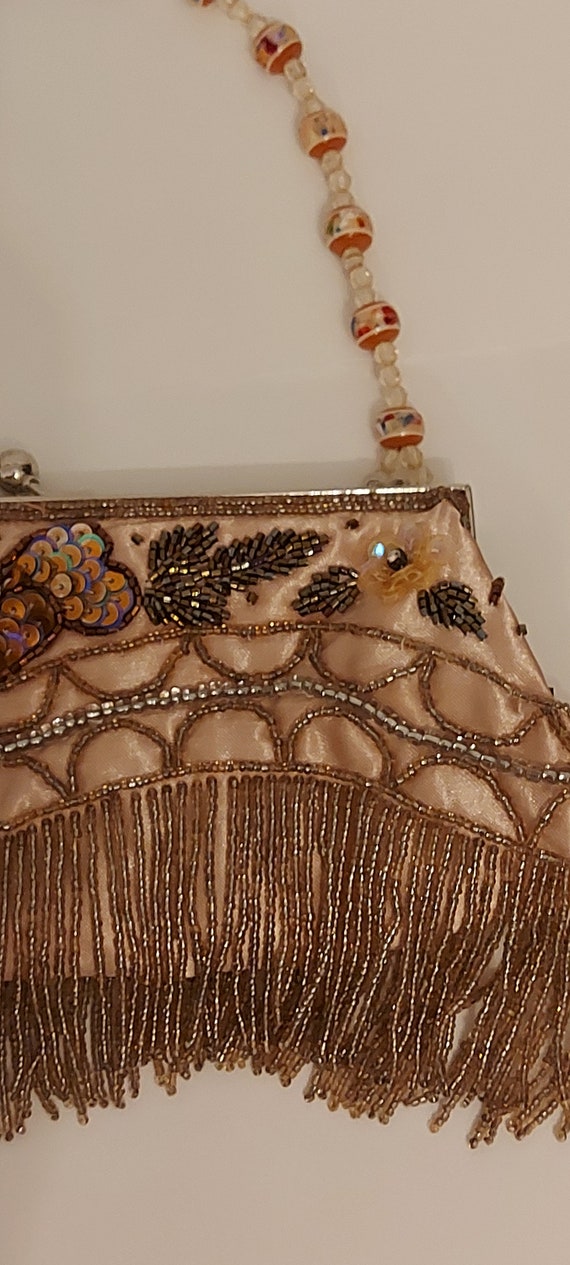 Satin beaded  purse, glamorous sequence bag, bead… - image 2