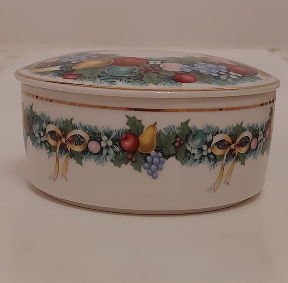 Mikasa Holiday Candy Dish Covered Christmas Bowl Etsy