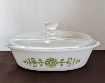 Vintage  60's USA Milk Glass, McKee Co, Glasbake Ovenware, Casserole Dish, Oval Serving Do sh, Cooking Dish.