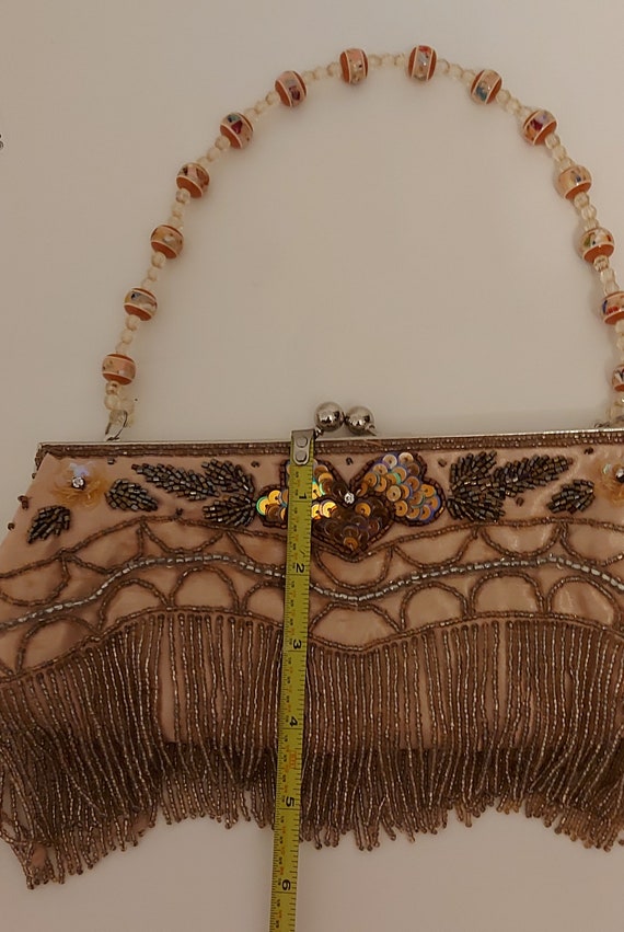 Satin beaded  purse, glamorous sequence bag, bead… - image 6