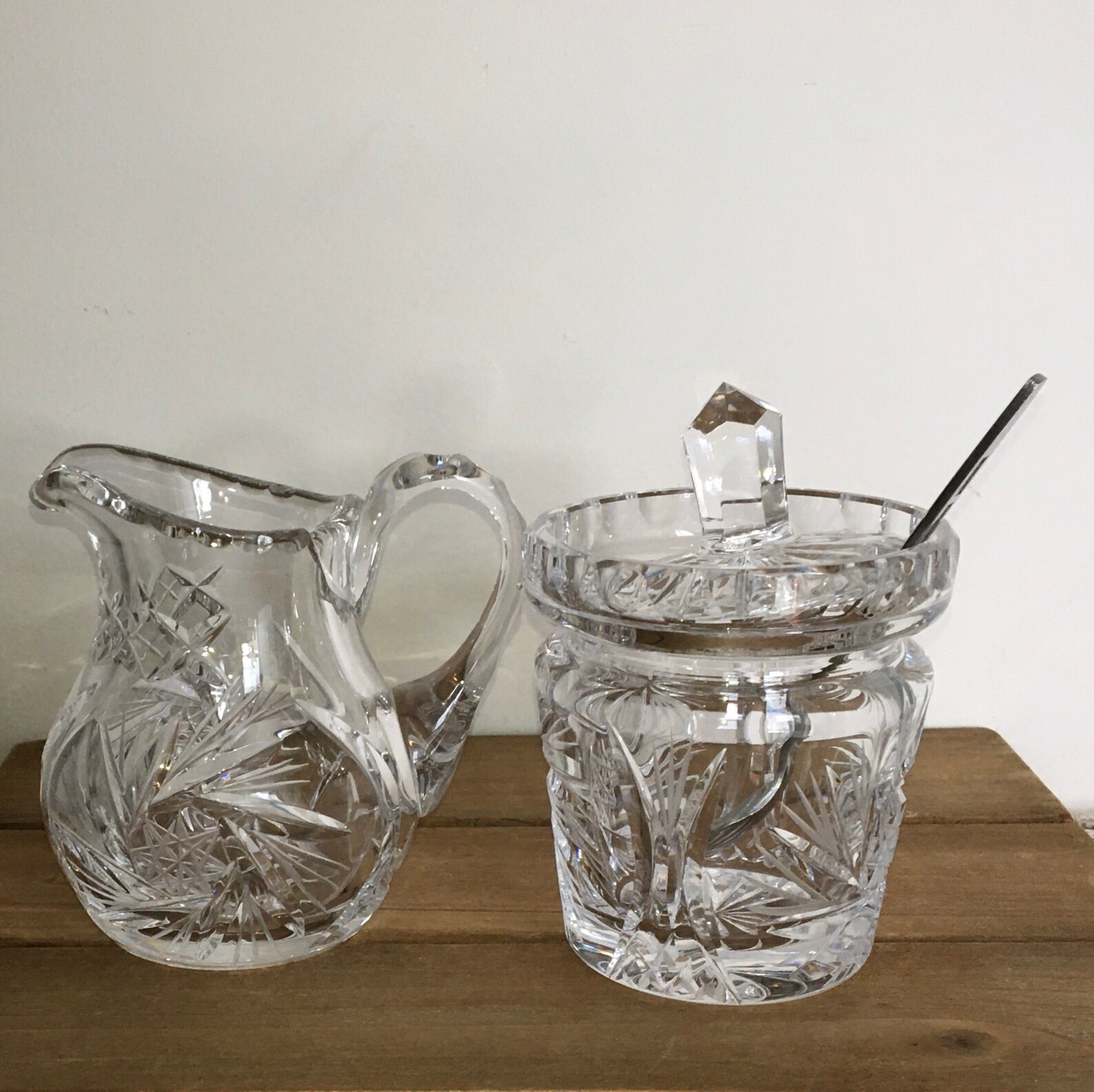 Pinwheel Crystal Cream and Sugar Set Etsy