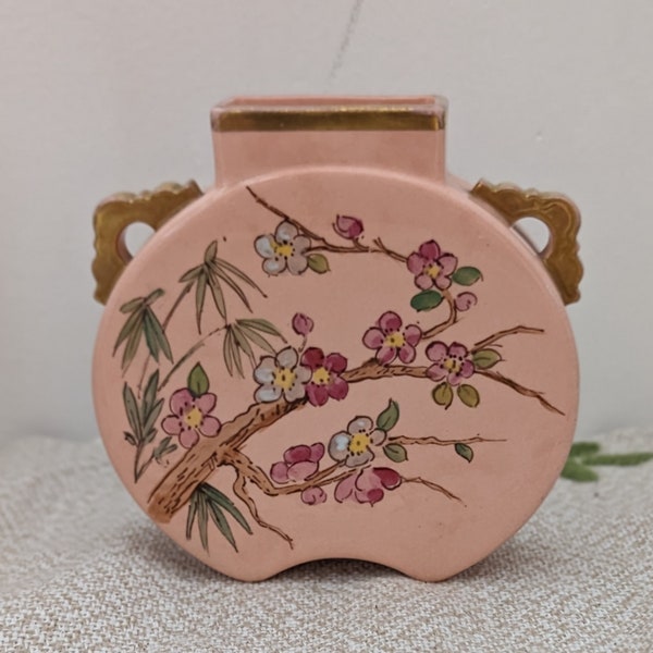 FURNIVAL VASE, Flat Body Round Vase, Bird Vase,  Floral Primrose Vase