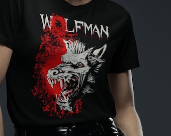 Wolfman Horror Movie T-Shirt, Gothic Wolf Moon Tee