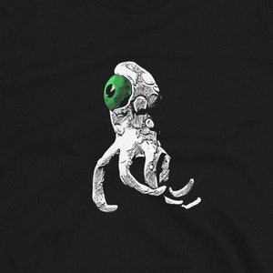 Camiseta gráfica assustadora coisa estranha tentáculo alienígena criatura, camiseta exclusiva masculina feminina unissex de algodão de manga curta
