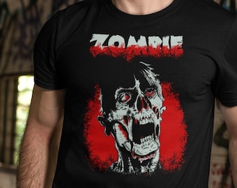 Zombie Portrait Graphic Tee, Macabre Horror Undead T-Shirt