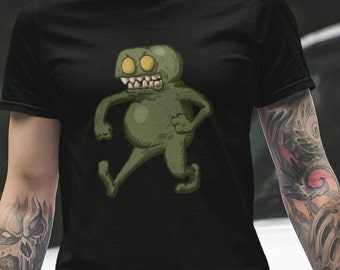 Funny Green Monster Cartoon T-shirt, Edgy Humor Graphic Tee