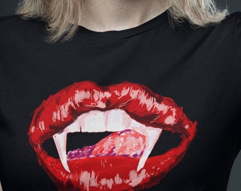 Vampire Lips Graphic T-Shirt, Gothic Horror Tee