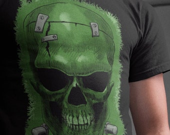 Frankenstein Monster Skull T-Shirt - Classic Horror Graphic Tee
