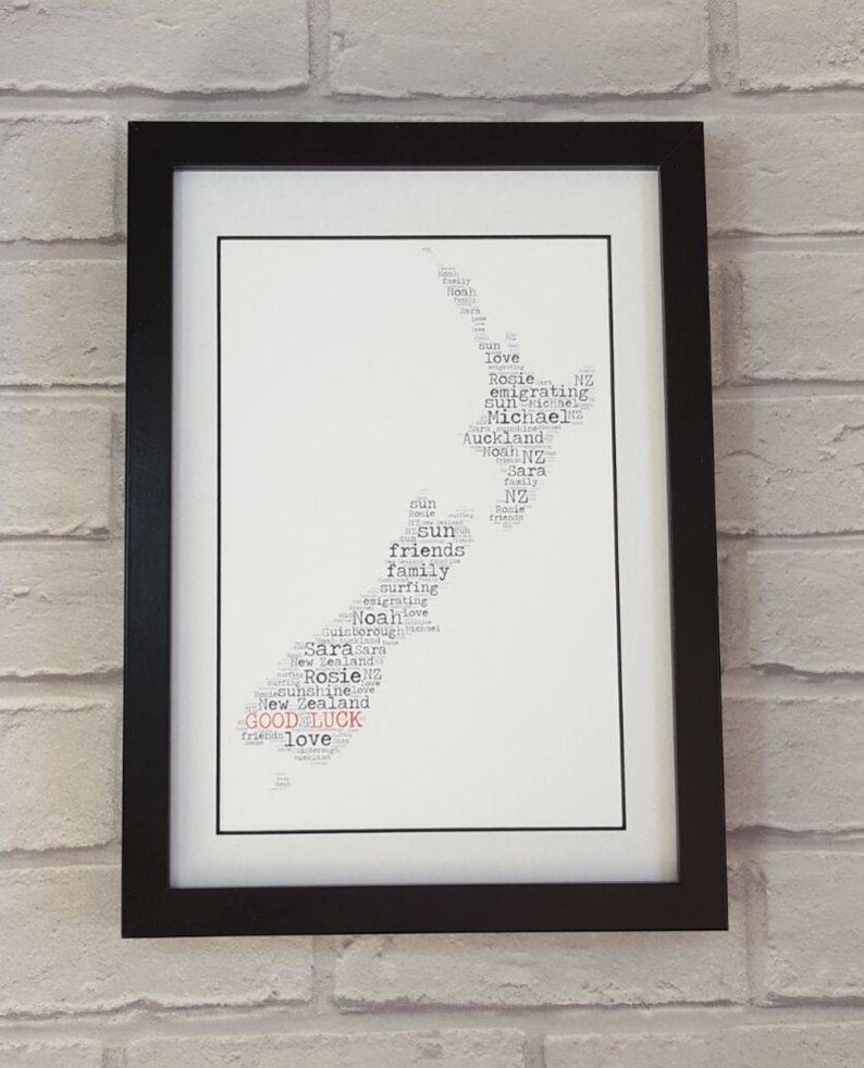 Digital Personalised Word Art New Zealand Emigrating Gift Etsy Ireland