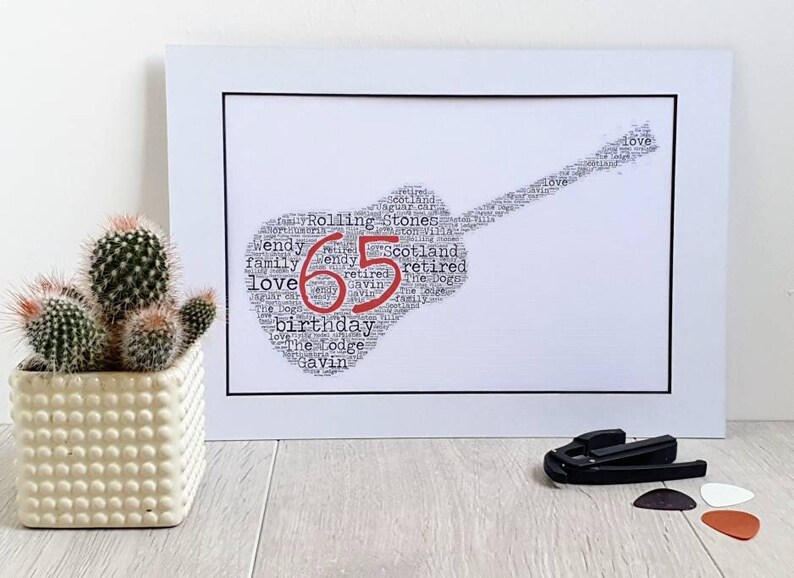 musician teenagers him retirement word art presents for men thank you birthday Personalised word art guitar print \u2013 guitarist
