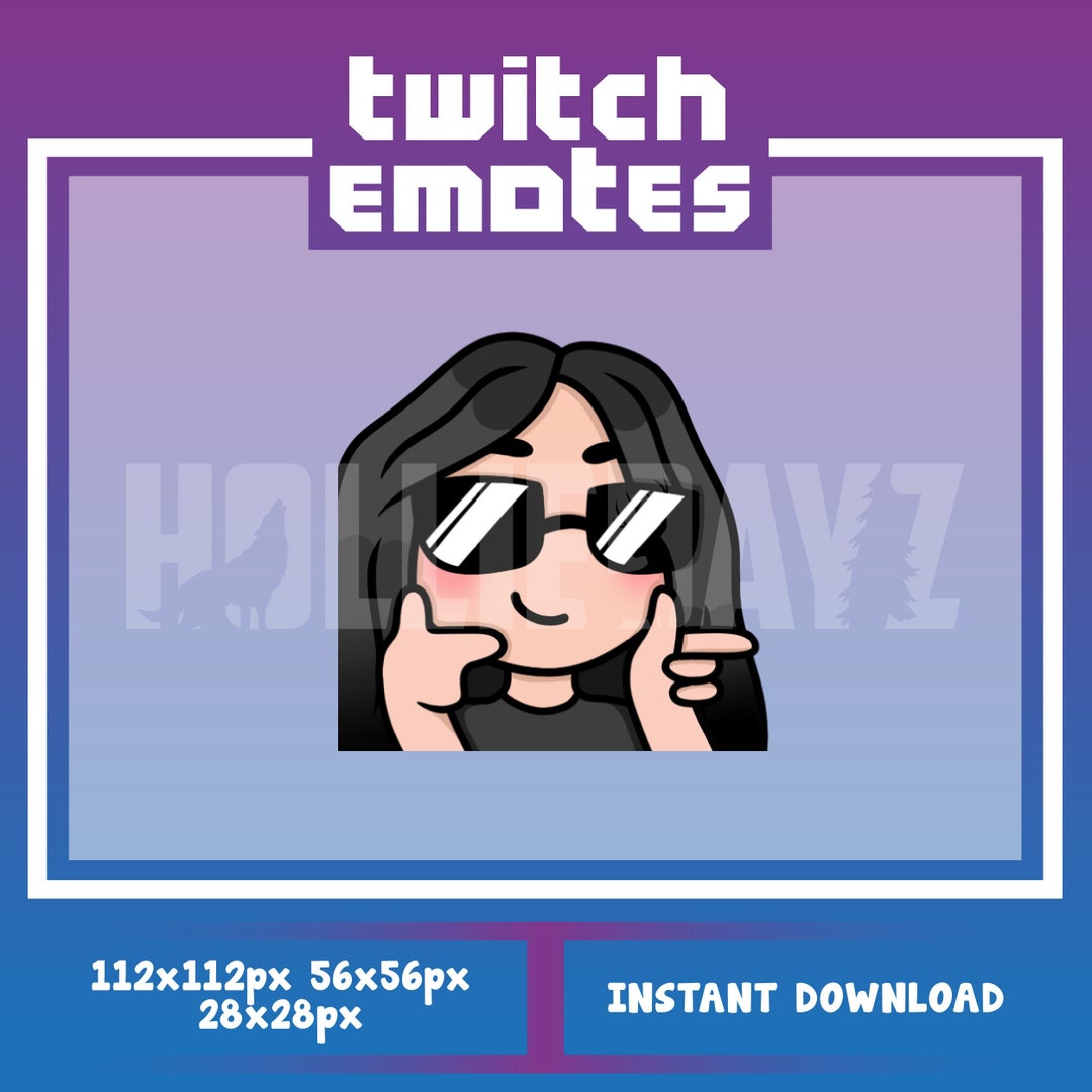 Cool Twitch Emote, Black Hair Twitch Emote, Black Hair Female, Female