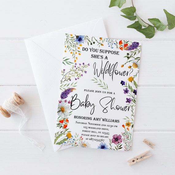 Wildflower Invitation for Baby Shower Baby Shower Invitation Etsy