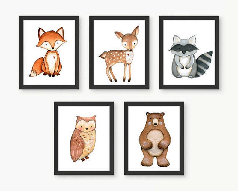 Woodland Nursery Prints Woodland Nursery Wall Art Woodland Etsy