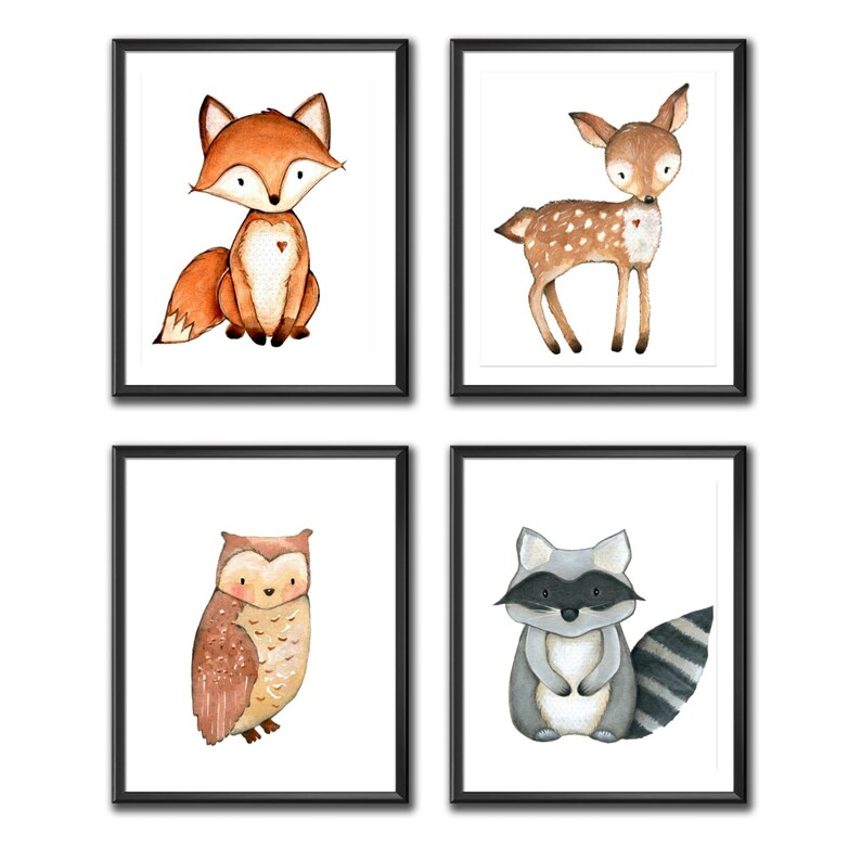11 x 14 Woodland Nursery Decor Baby Room Wall Art Instant Download Woodland Animal Prints Digital Prints Woodland Nursery Wall Art