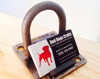 Rustic steel D- Ring industrial style steampunk business card holder