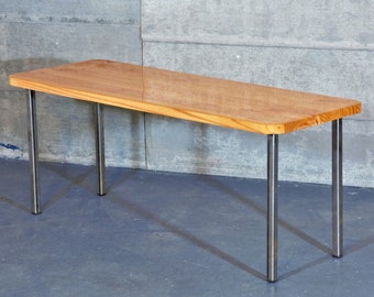 Farmhouse Small side table with Epoxy resin finish and Industrial steel legs