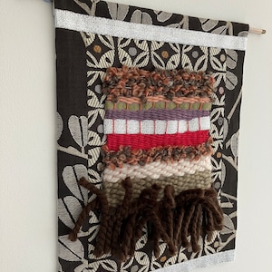 Small Woven Panel Wall Hanging, Handmade, Scottish Art Studio (34.5 x 26 cm)