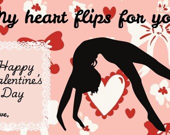 Cheerleading gymnastiek mijn hart maakt een sprongetje voor jou downloadbare valentijn