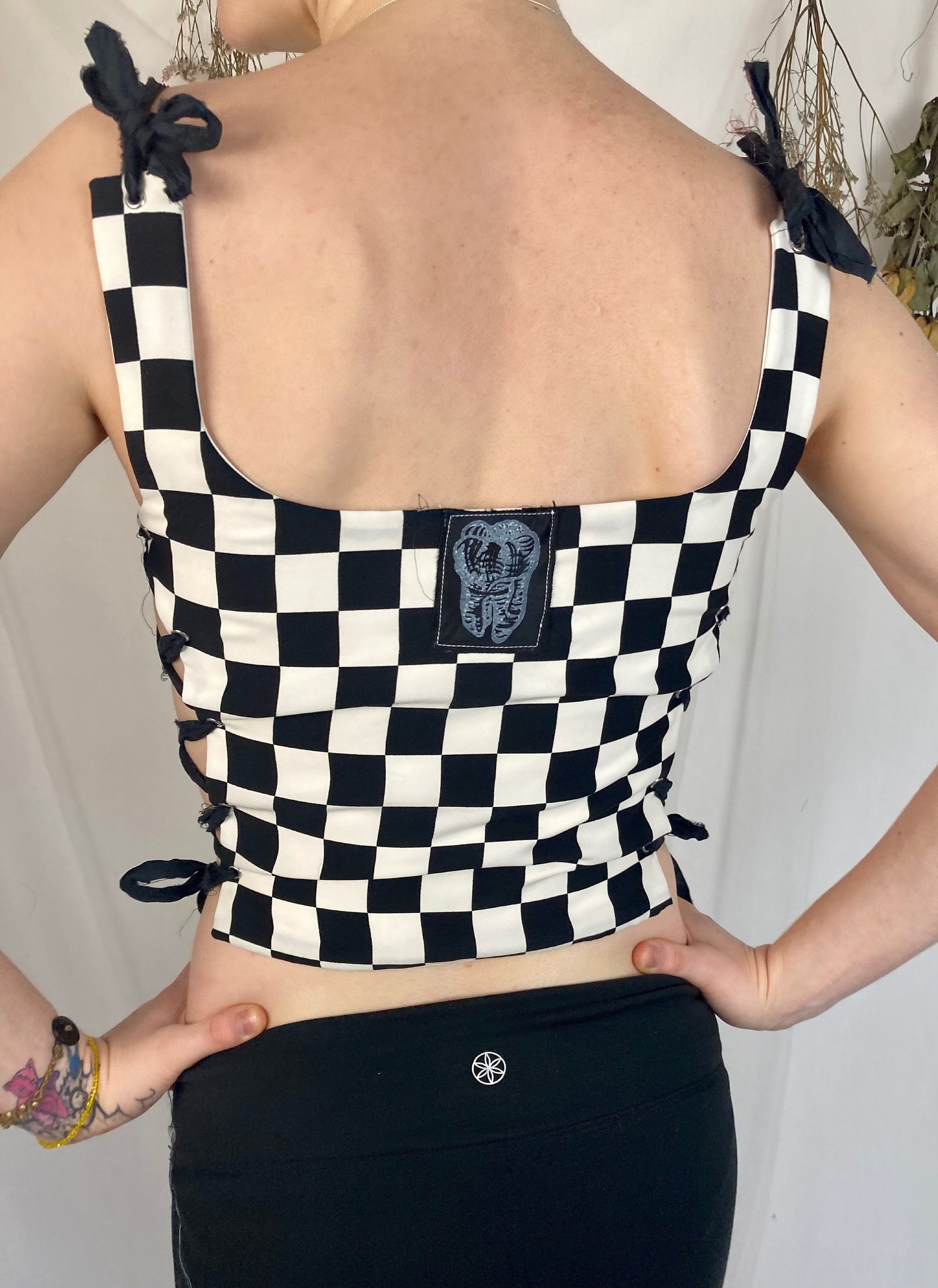 checkered corset top
