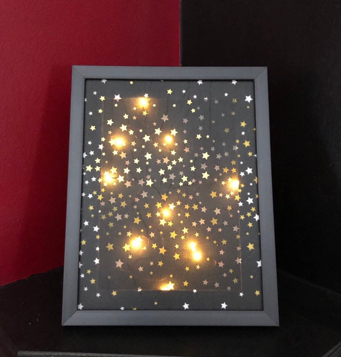 Lighted picture frame with stars, lighted star frame, lighted gifts