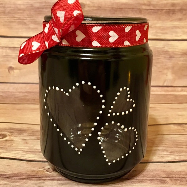 Valentine's lighted jar, lighted heart jar, lighted jars, lighted bottles, jar light, lighted valentines jar, valentines decor