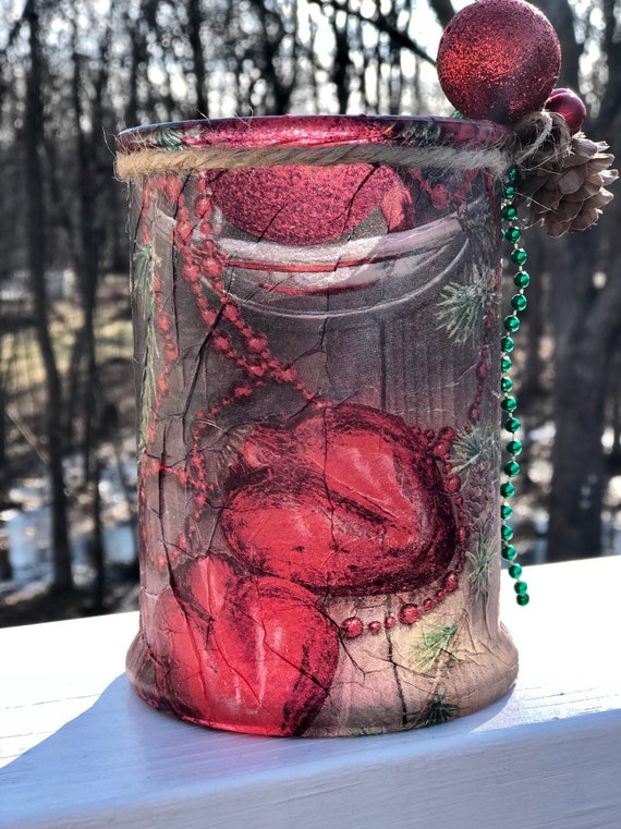 Rustic red heart lighted jar, lighted jars, lighted bottles, Christmas decor, jar lights, lighted Christmas jars, lighted winter wedding jar
