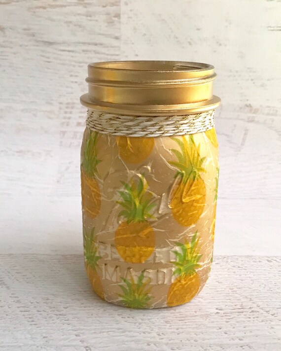 Pineapple Etched Acrylic Light-Up Jar Beautiful Detail