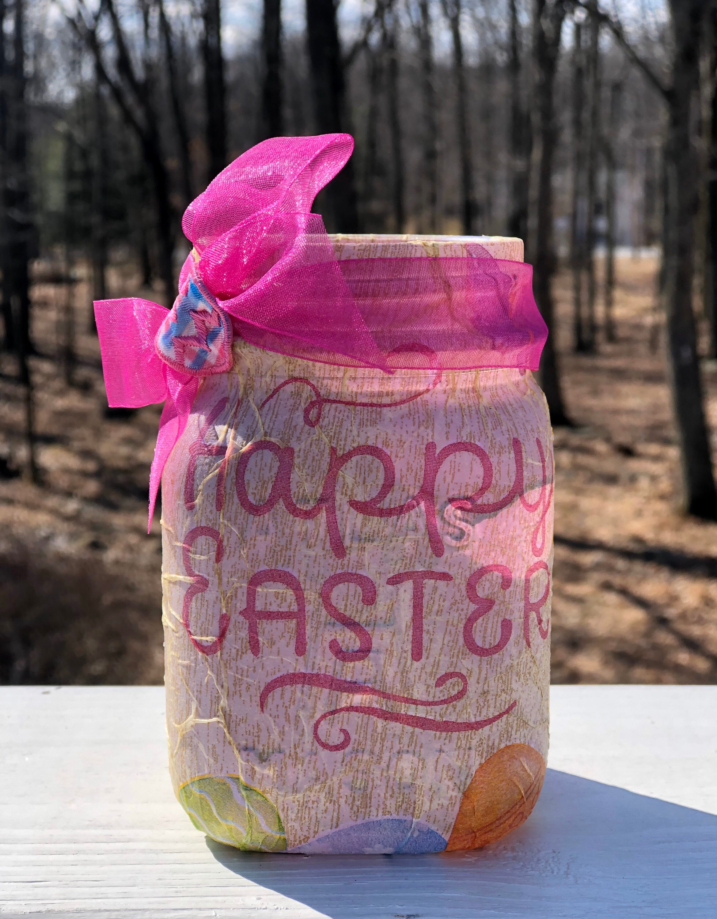 Happy Easter lighted jar, lighted jars, lighted bottles, jar lights