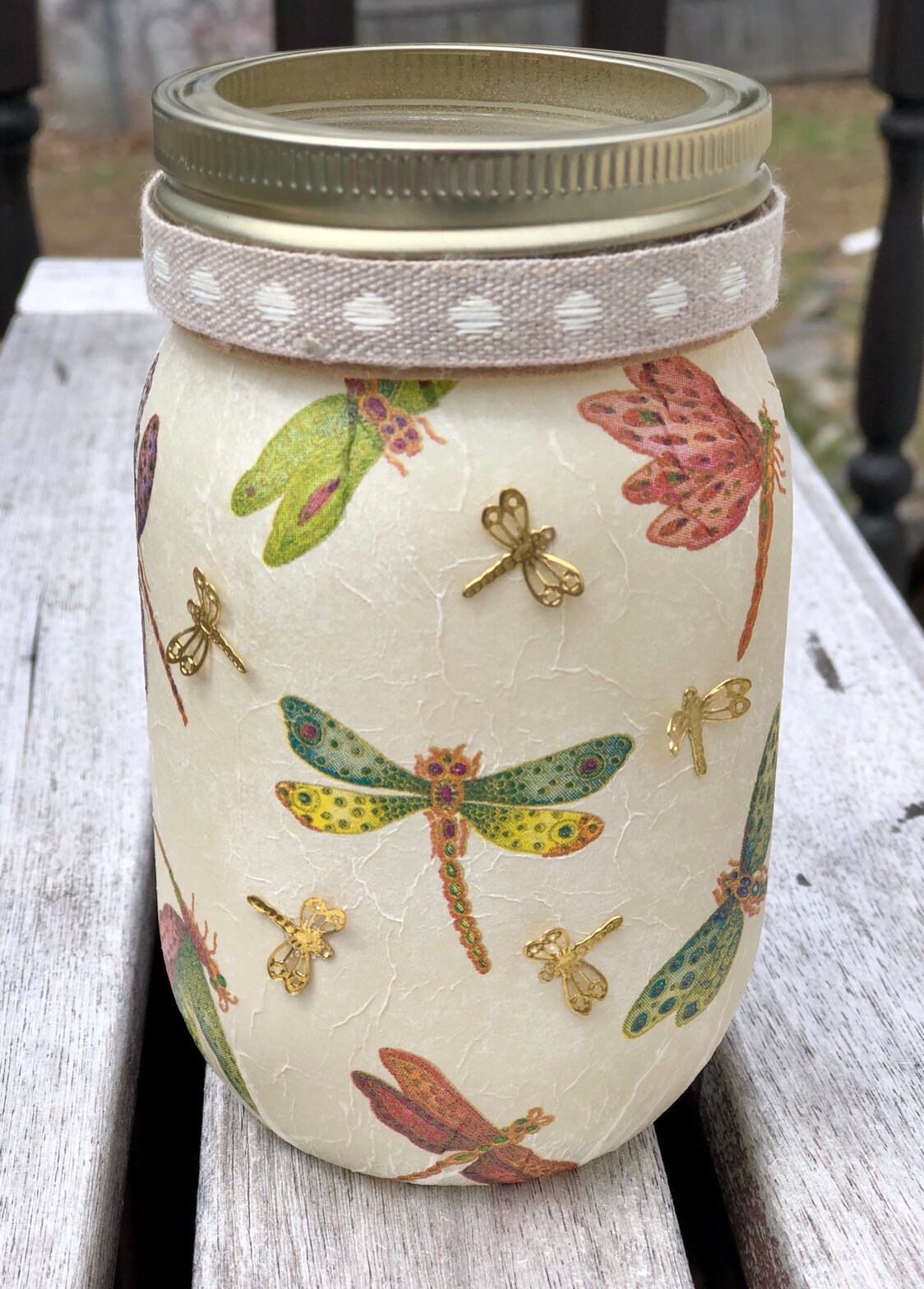 Lighted dragonfly jar, lighted jars, lighted bottles, dragonfly jar