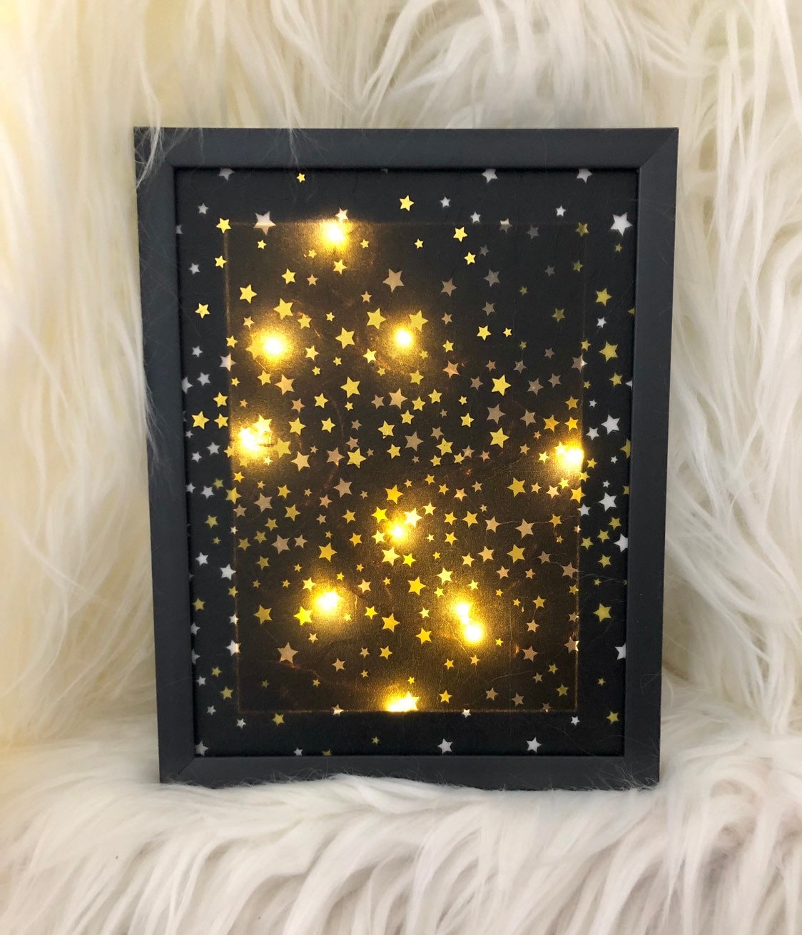 Lighted picture frame with stars, lighted star frame, lighted gifts