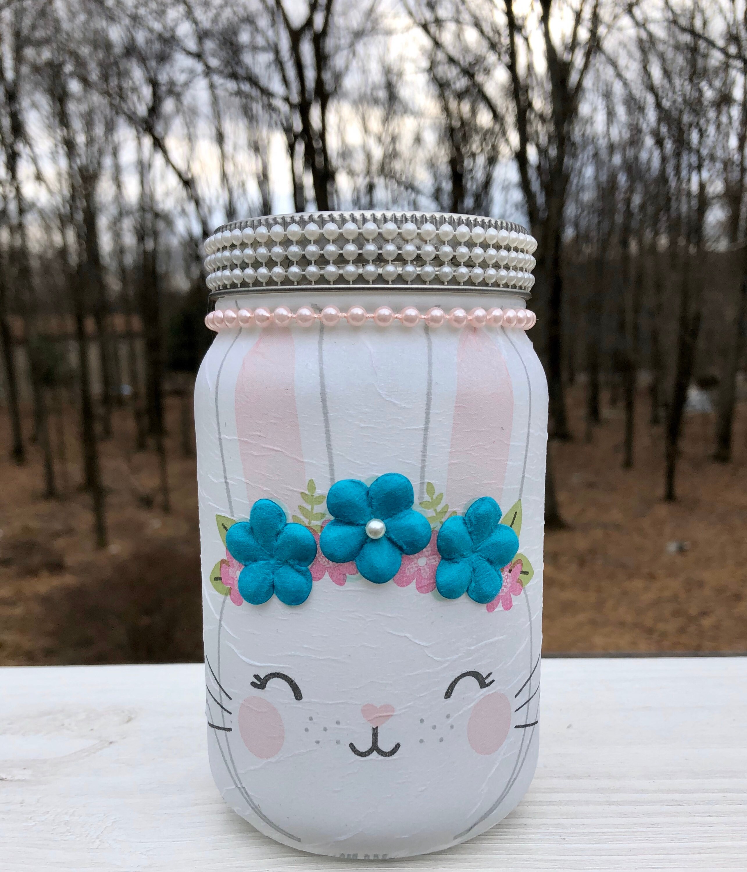 Pearl E lighted bunny jar, lighted jars, lighted bottles, jar lights